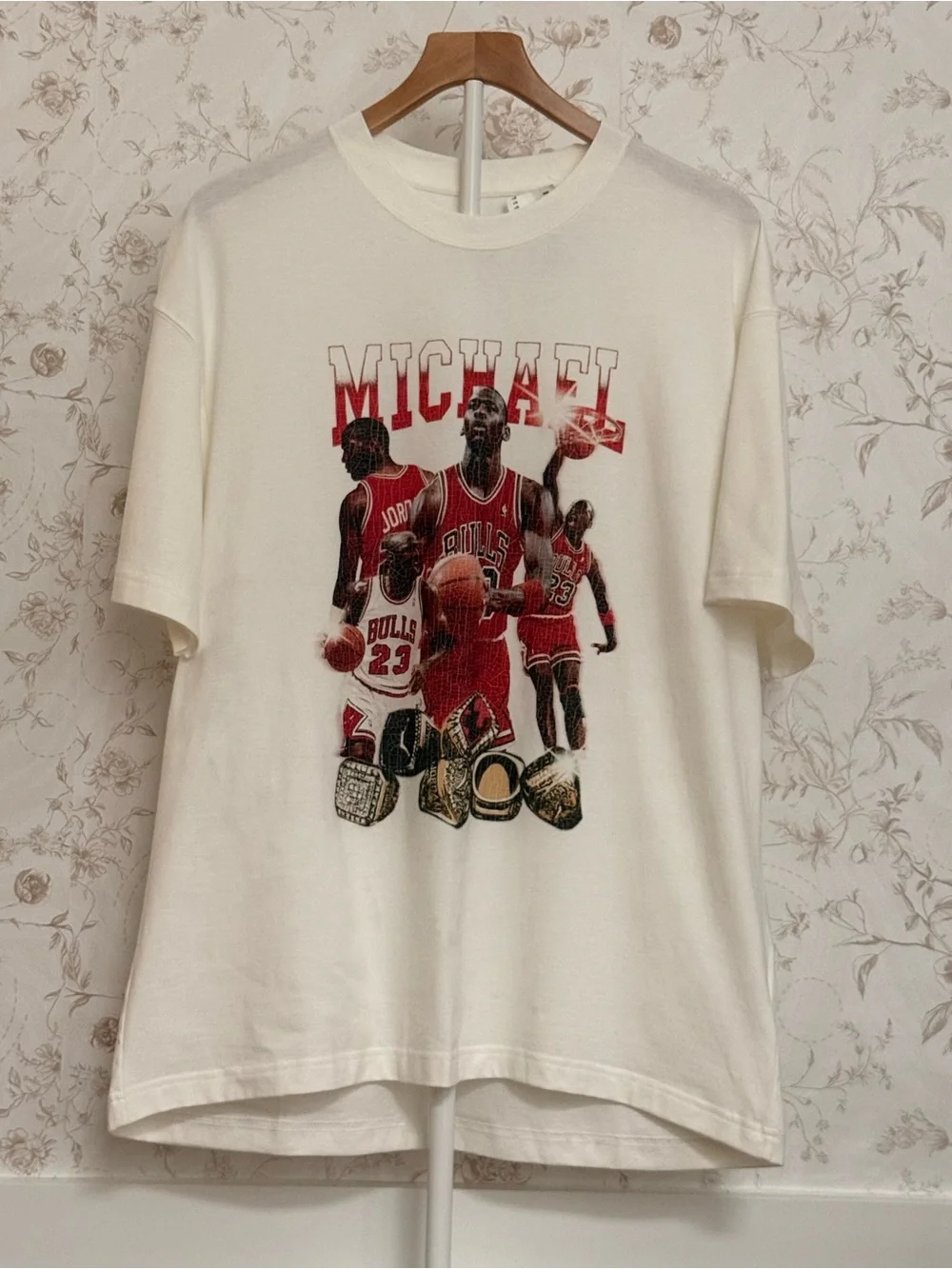 Jordan White Tee with Red Michael Graphic